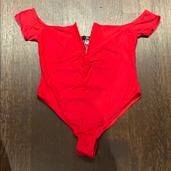 red bardot swimsuit